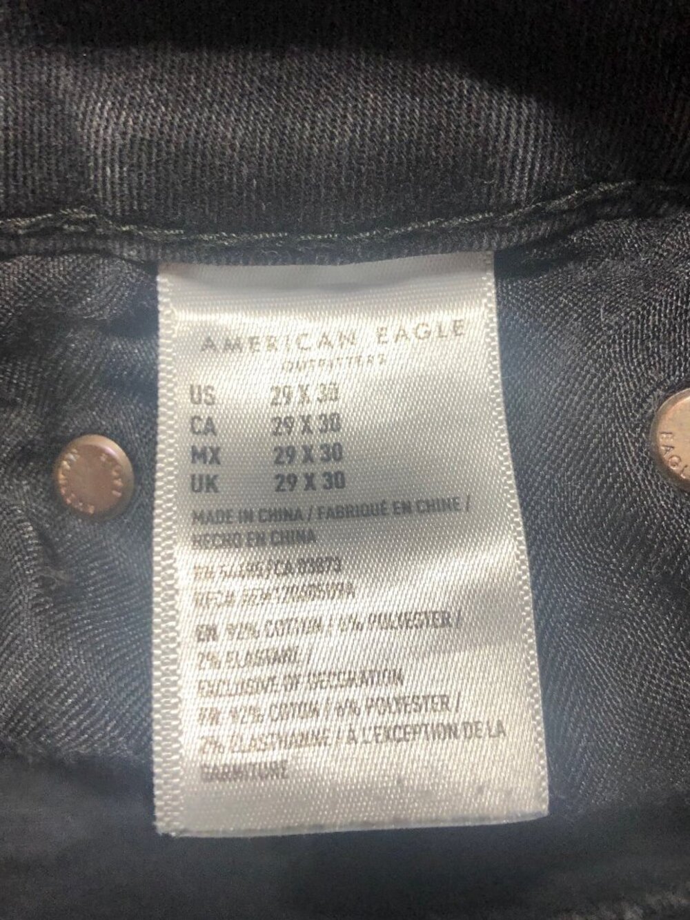 American Eagle Outfitters Black Slim Distressed Men's Jeans 29 X 30 - Picture 5 of 10